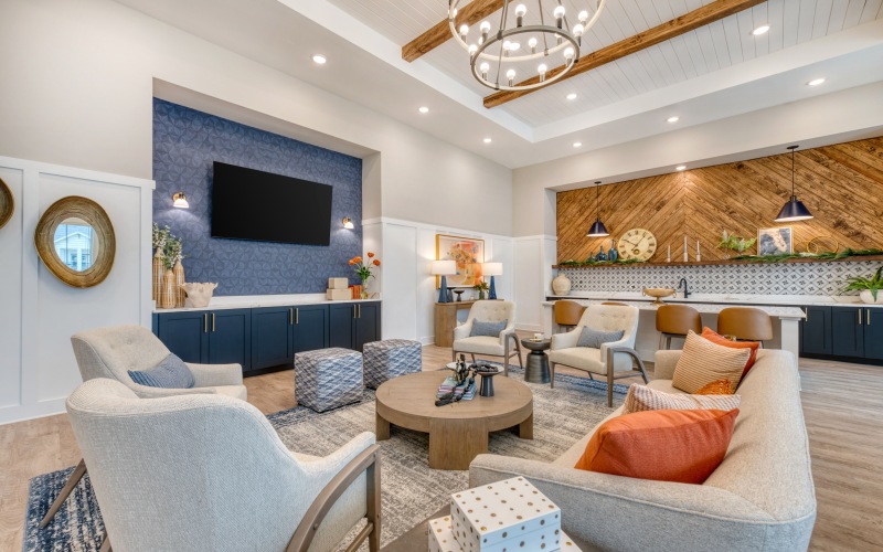 a clubroom with seating 