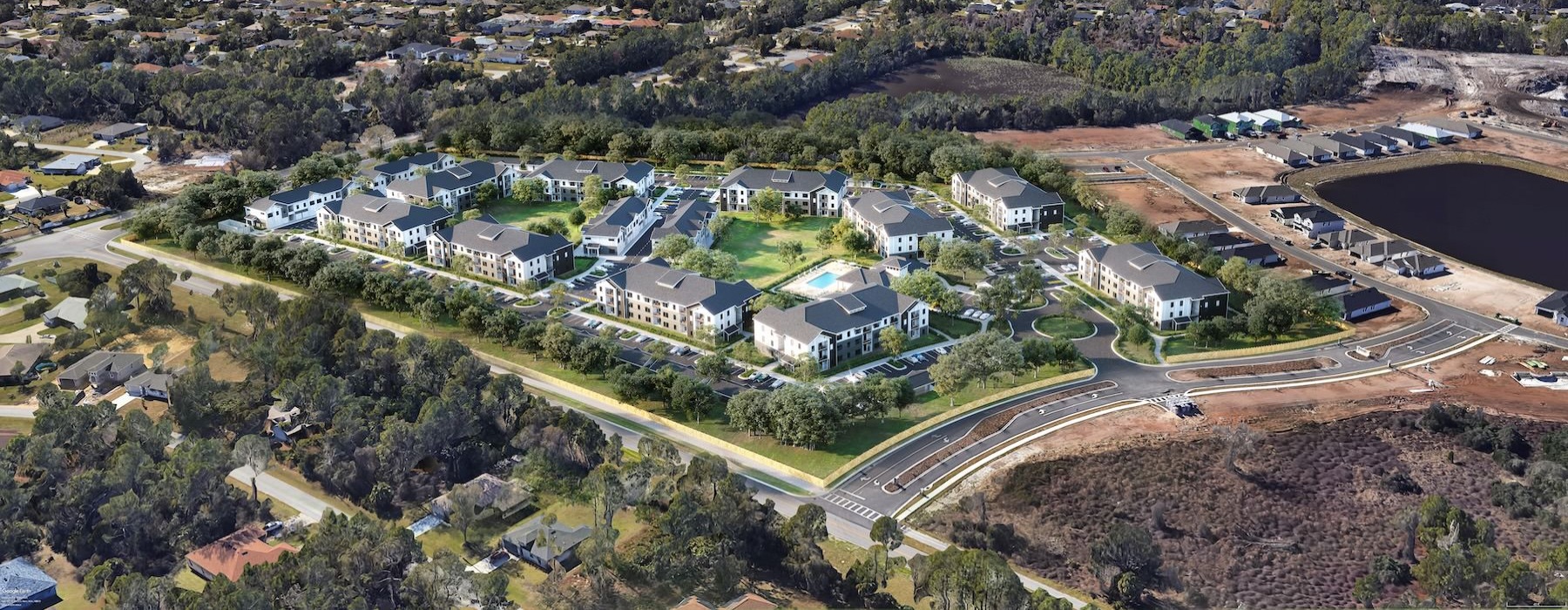 an aerial view of a city